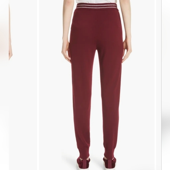 ST JOHN CASHMERE KNIT  CASUAL PANTS MAROON W STRIPE WAIST MEDIUM - Picture 12 of 12